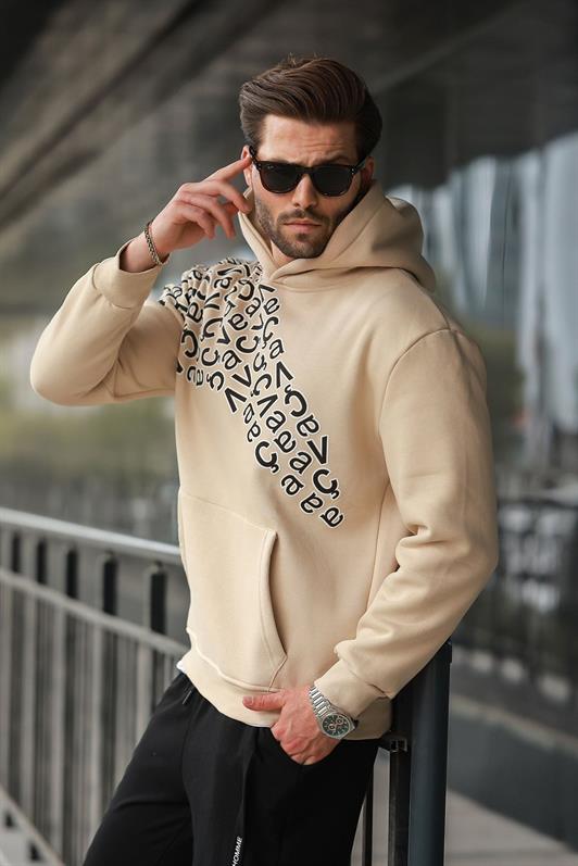 MDX Beige Printed Hooded Men's Sweatshirt E7160 - Cuetzalan