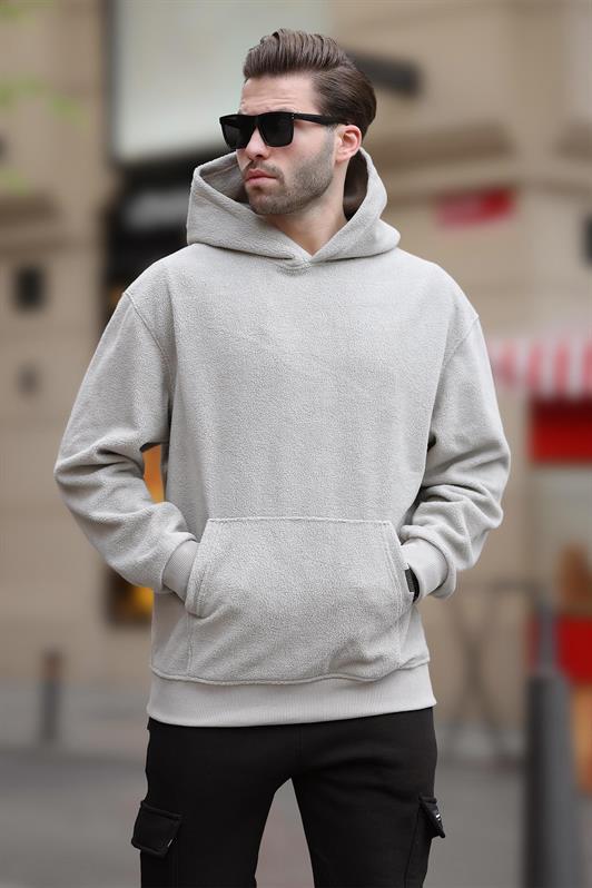 MDX Hooded Gray Hoodie with Pocket Detail Men's Sweatshirt 7093 - Lida