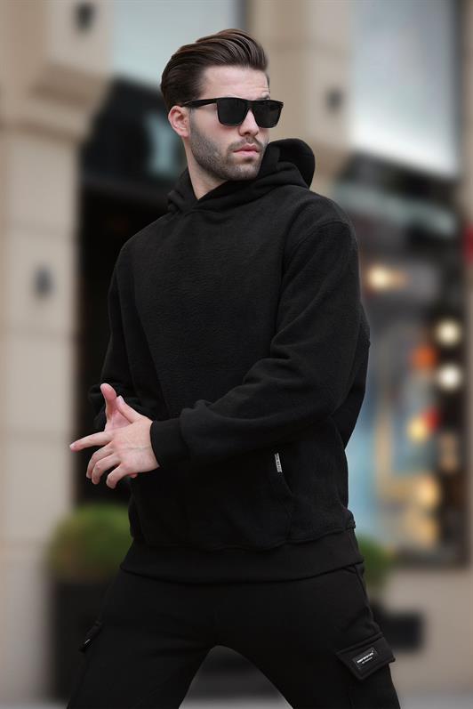 MDX Black Hooded Pocket Detailed Men's Polar Sweatshirt 7093 - Oranienburg
