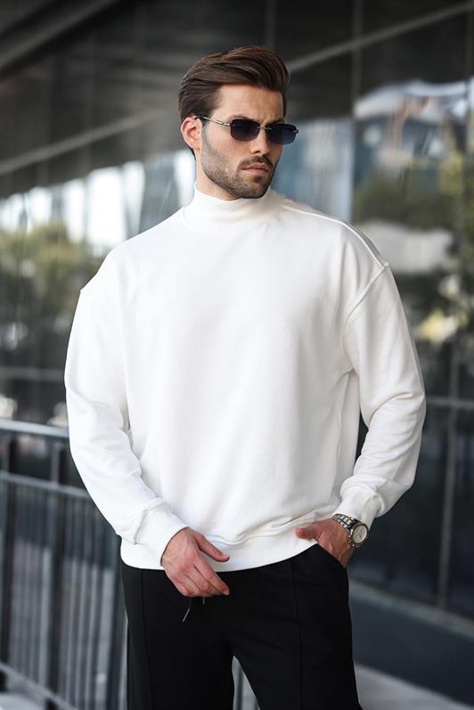 MDX Ekru Half Fisherman Collar Men Basic Sweatshirt E7158 - Ponce