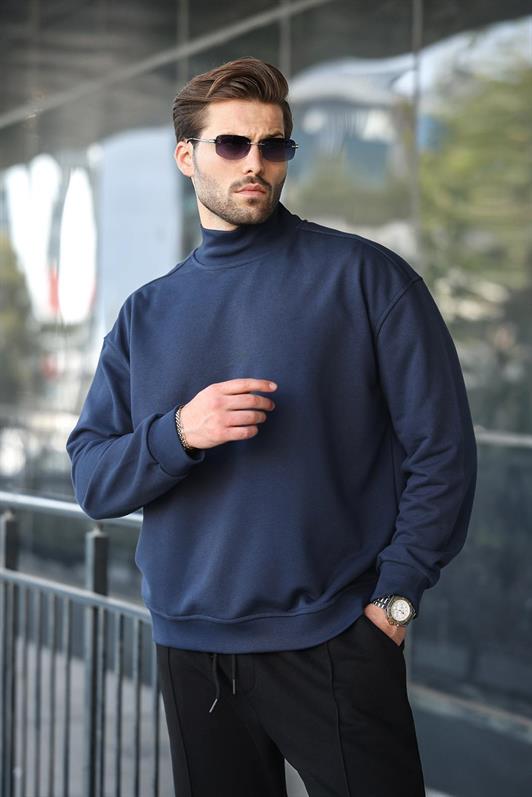 MDX Navy Half Fisherman Collar Men's Basic Sweatshirt E7158 - Morden
