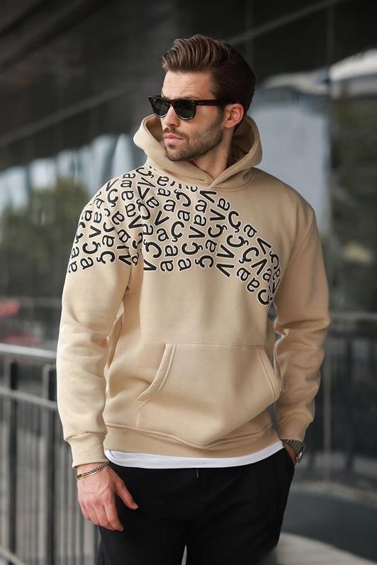 MDX Beige Printed Hooded Men's Sweatshirt E7160 - Cuetzalan