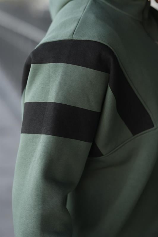 MDX Haki Zippered Collar Hooded Men's Sweatshirt E7161 - San Bartolomé