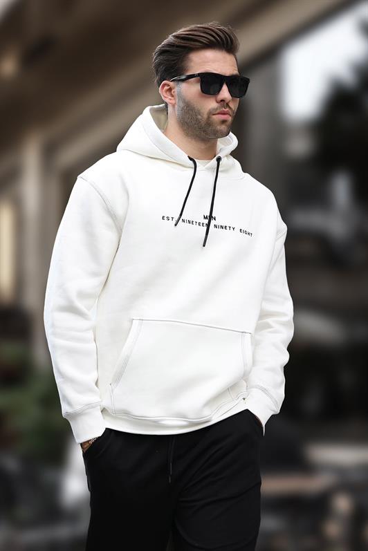 MDX Ecru Hooded Embroidered Detail Pocketed Men's Sweatshirt 7066 - Bristol