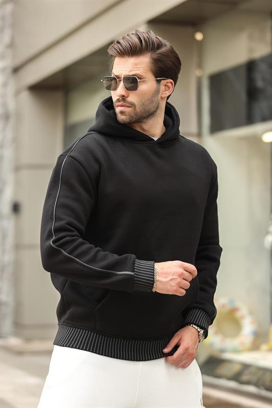MDX Black Hooded Kangaroo Pocket Men's Sweatshirt E7163 - Murcia