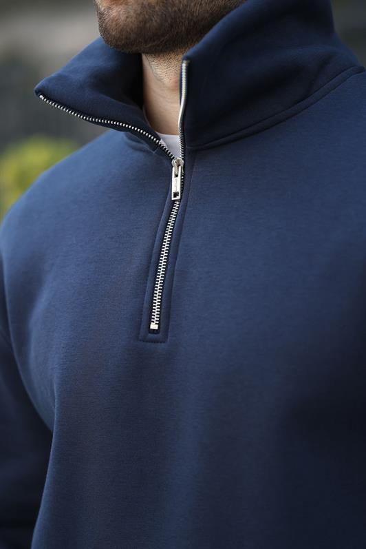 MDX Navy Zippered Stand-up Collar Kangaroo Pocket Men's Sweatshirt E7159 - Midland