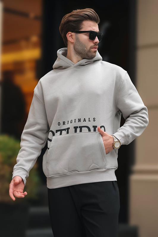 MDX Hooded Sweatshirt with Printed Pocket Detail in Gray E7076 - Eastvale