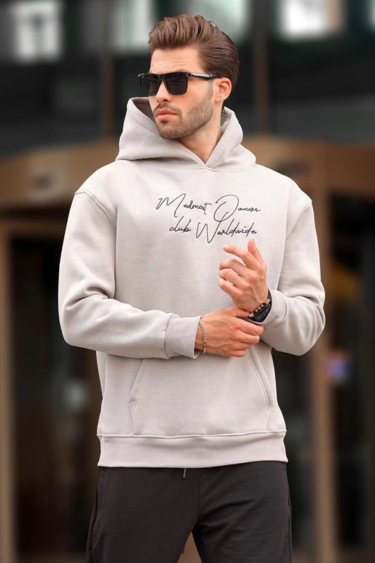 MDX Hooded Printed Men's Sweatshirt with Pocket Detail in Gray 7064 - Maple Grove