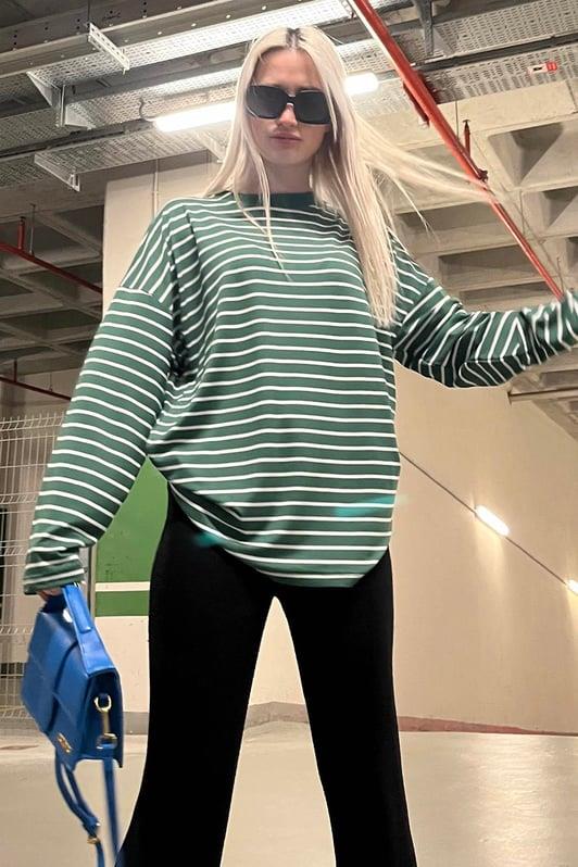 MDX Yeşil Çizgili Sweatshirt MG2572 - Grand Prairie