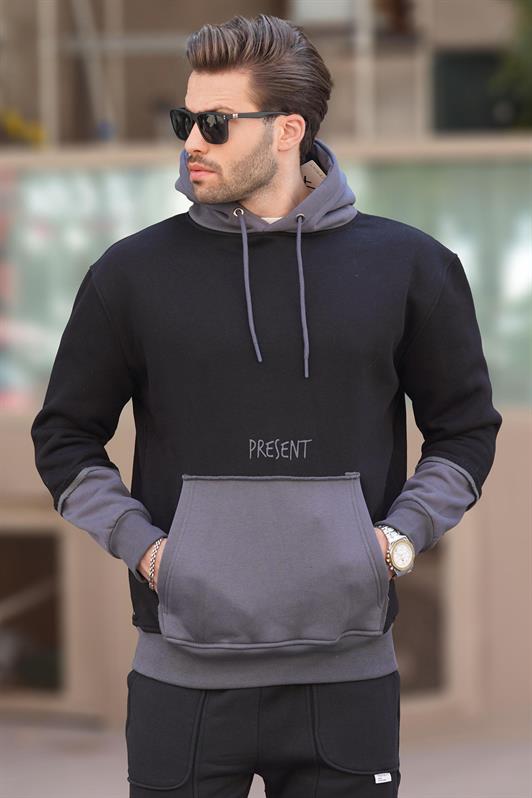 MDX Black Hooded Printed Pocket Detail Men's Sweatshirt 7083 - Galway