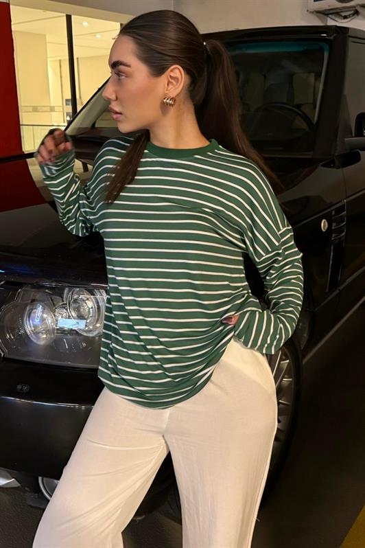 MDX Yeşil Çizgili Sweatshirt MG2572 - Grand Prairie