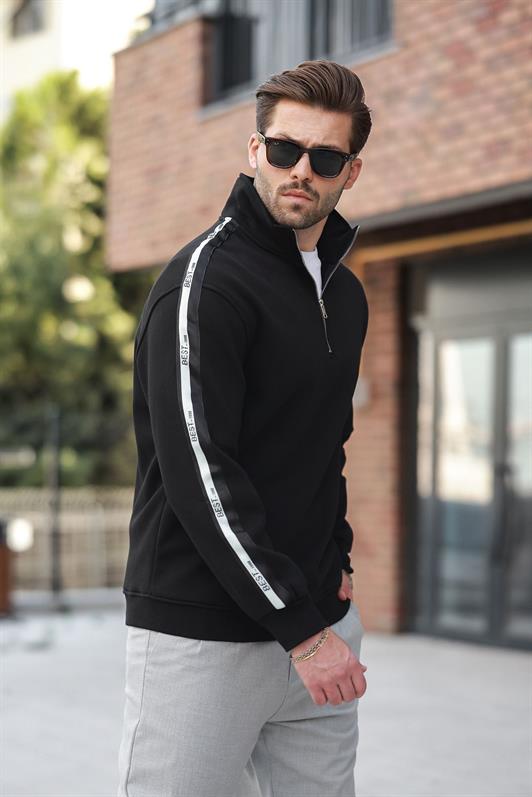 MDX Black Half Zip Fisherman Collar Men's Sweatshirt E7164 - Loreto