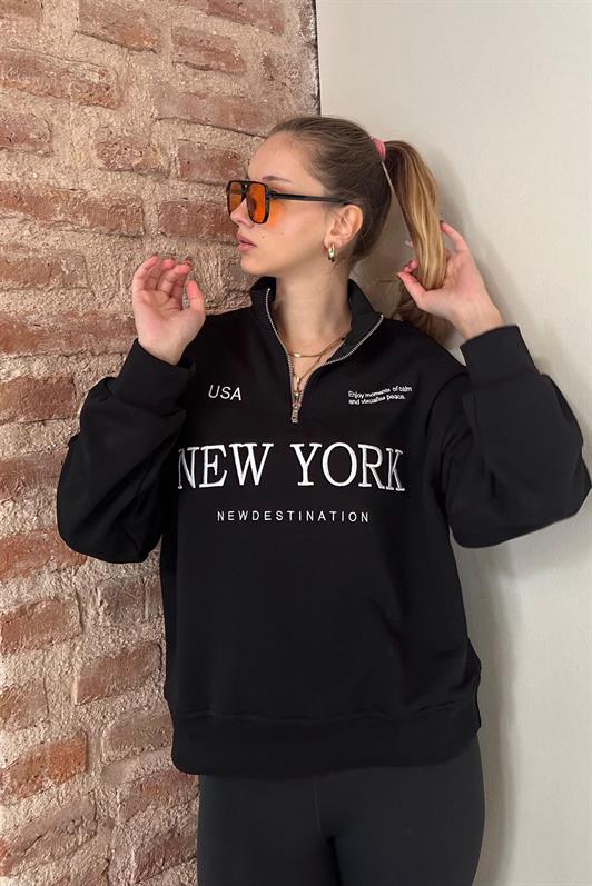 MDX Black Half Zip Printed Sweatshirt MG2240 - Atotonilco el Alto