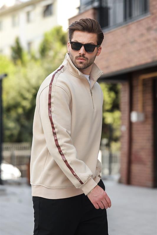 MDX Beige Half Zip Fisherman Collar Men's Sweatshirt E7164 - Etterbeek