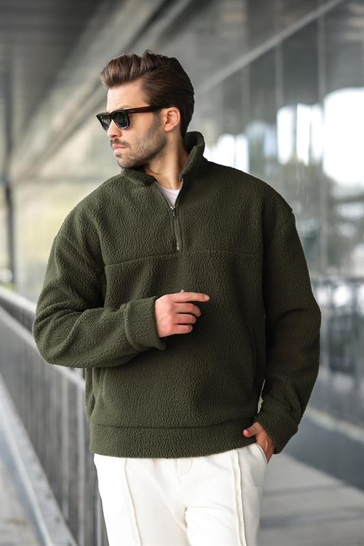 MDX Haki Yarım Fermuarlı Dik Yaka Polar Sweatshirt E7165 - Lake Ridge