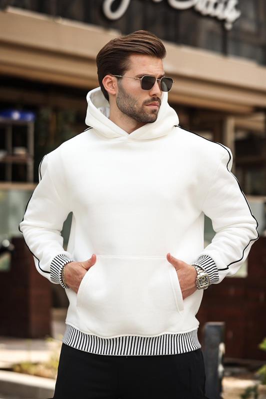 MDX Ecru Hooded Kangaroo Pocket Men's Sweatshirt E7163 - Borehamwood