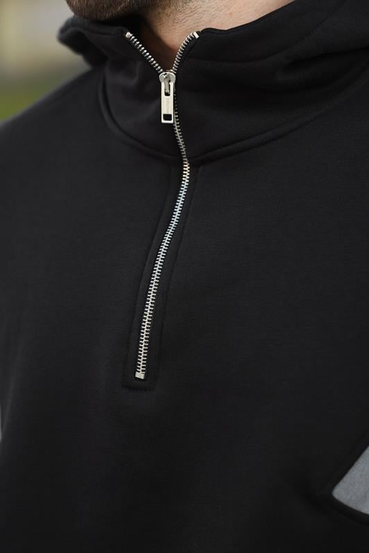 MDX Black Zippered Collar Hooded Men's Sweatshirt E7161 - Oldenburg