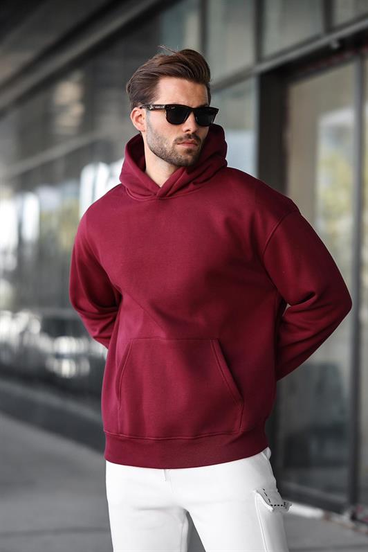 MDX Bordo Kapüşonlu Kanguru Cep Erkek Sweatshirt E7169 - Hoover