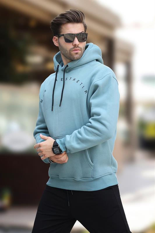 MDX Blue Hooded Men's Sweatshirt with Pocket Detail and Embroidery 7054 - Bensalem
