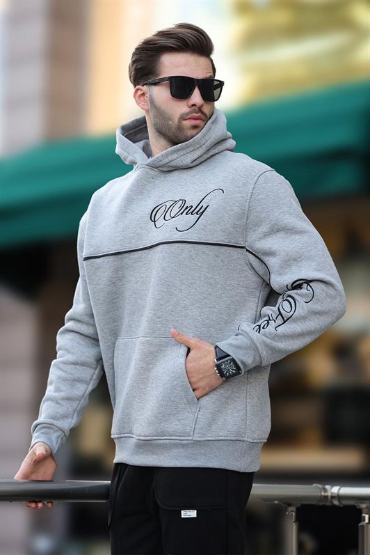 MDX Grimelanj Hooded Striped Detail Printed Men's Sweatshirt 7091 - Saint-Herblain