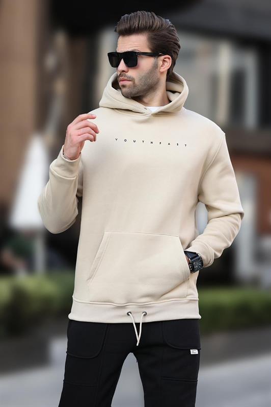 MDX Beige Hooded Printed Men's Sweatshirt 7077 - Memphis