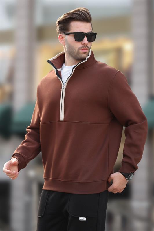 MDX Painful Brown High Neck Half Zip Sweatshirt 7079 - Owings Mills