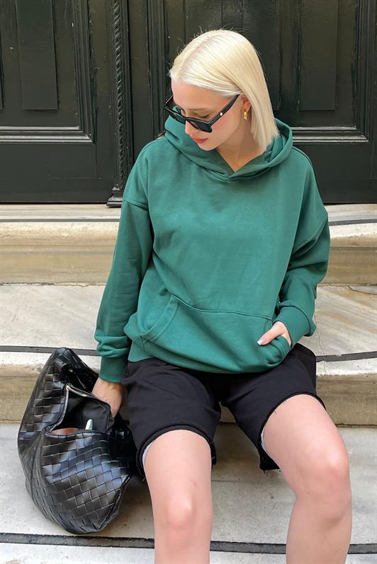 MDX Dark Green Hooded Oversized Pocket Sweatshirt MG2207 - Berdychiv