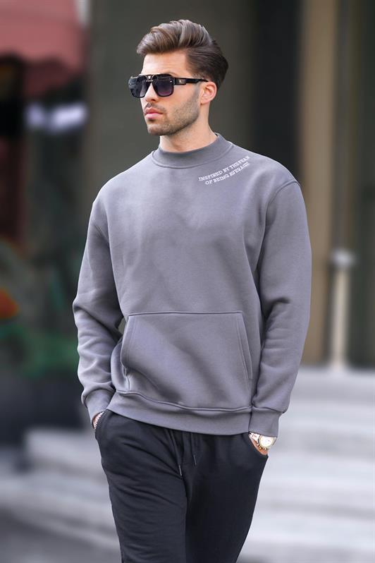 MDX Fume Bicycle Collar Embroidered Detailed Pocket Men's Sweatshirt 7049 - Wavre