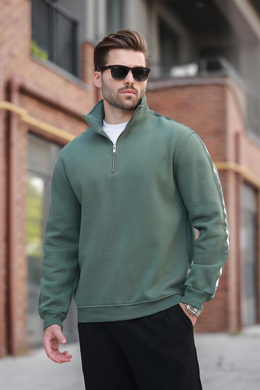MDX Haki Half Zip Fisherman Collar Men's Sweatshirt E7164 - University
