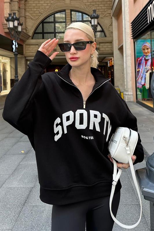 MDX Black Half Zip Printed Sweatshirt MG2212 - Elche