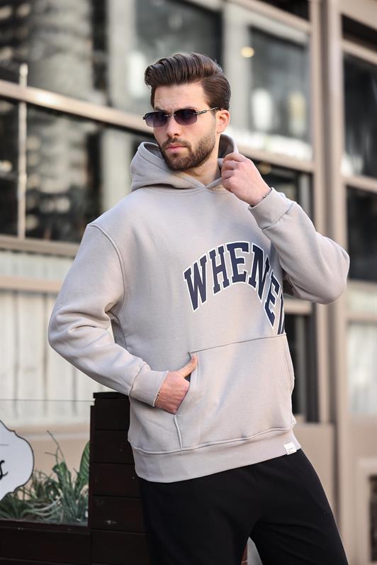 MDX Men's Hooded Sweatshirt with Printed Pocket Detail in Gray E7065 - Rainham