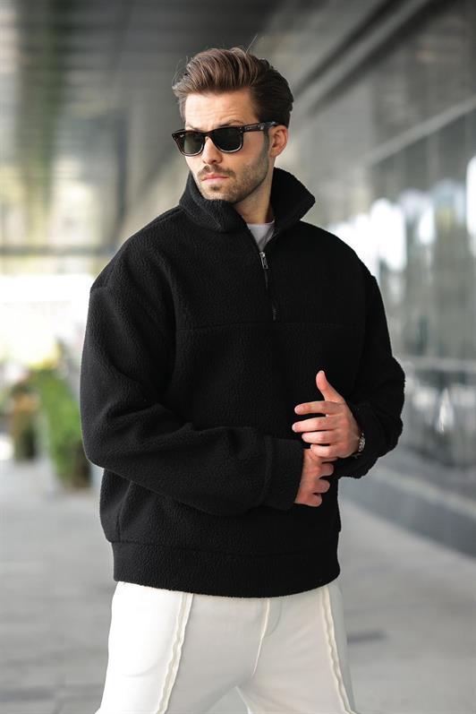 MDX Siyah Yarım Fermuarlı Dik Yaka Polar Sweatshirt E7165 - Citrus Heights