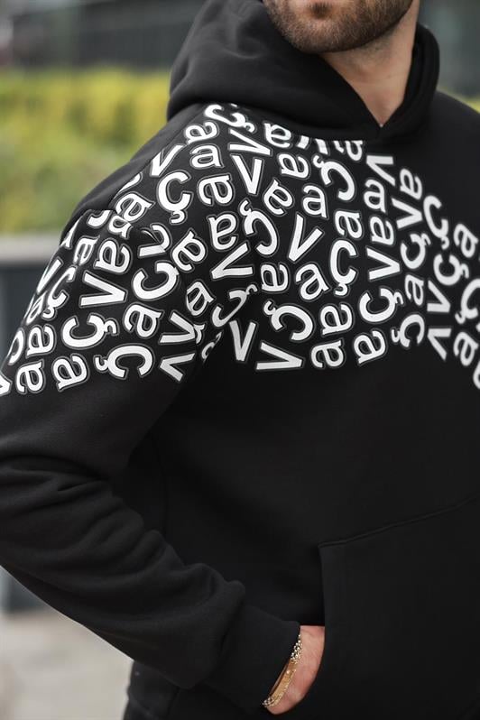 MDX Black Printed Hooded Men's Sweatshirt E7160 - Glen Burnie