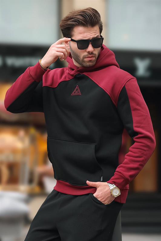 MDX Burgundy Hooded Sweatshirt with Pocket Detail and Embroidery E7085 - Kaiserslautern