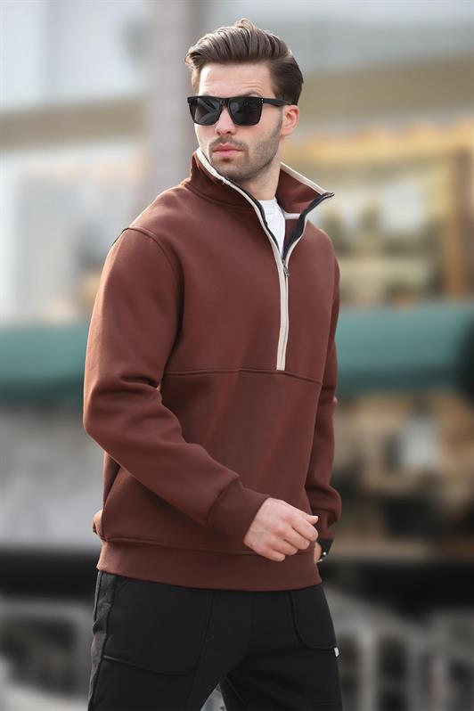 MDX Painful Brown High Neck Half Zip Sweatshirt 7079 - Owings Mills