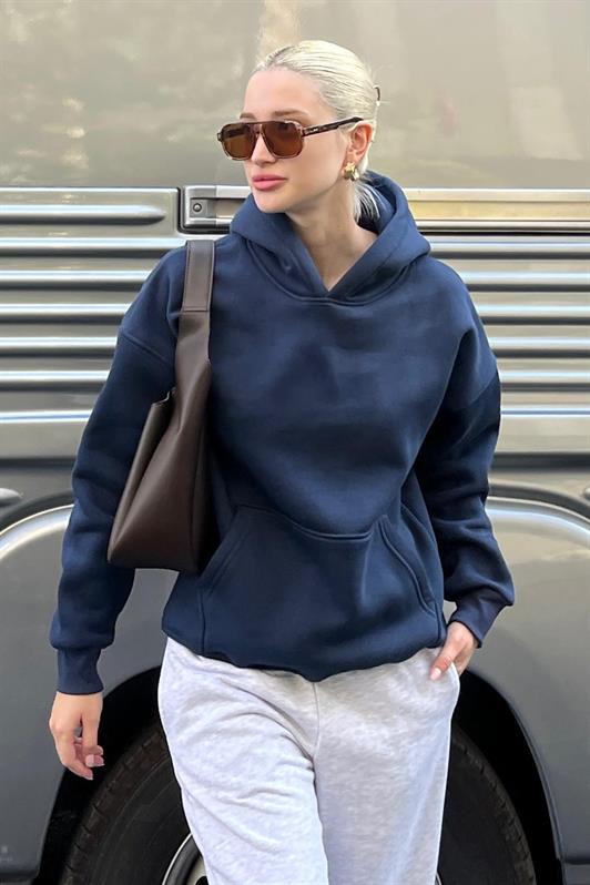 MDX Navy Blue Hooded Oversized Sweatshirt with Pockets MG2206 - Renton