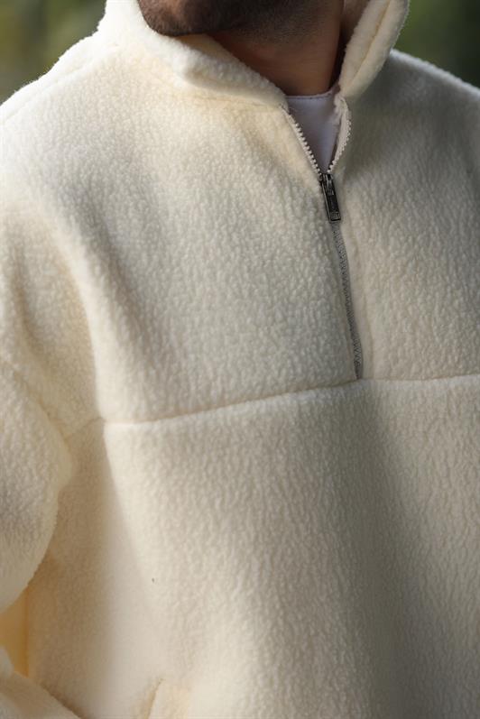 MDX Ekru Yarım Fermuarlı Dik Yaka Polar Sweatshirt E7165 - Leganés