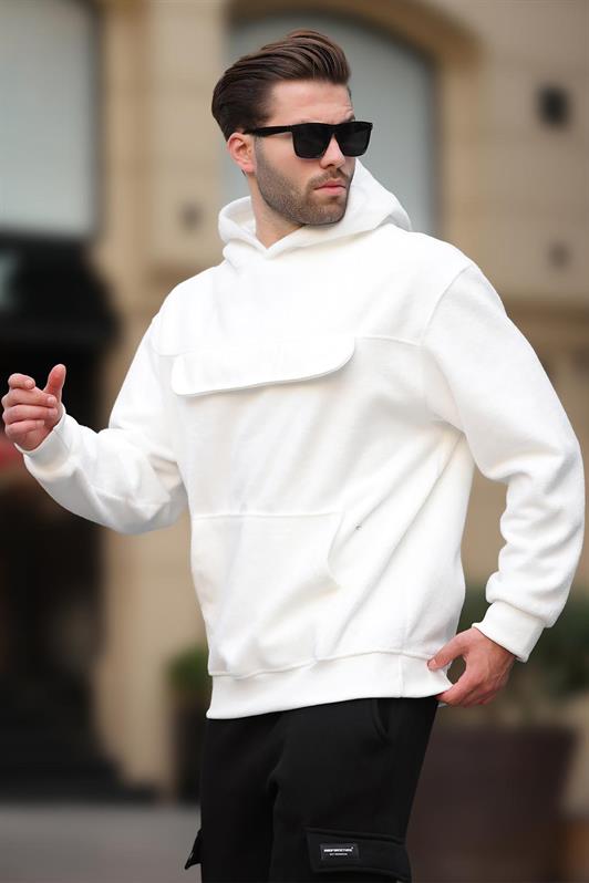 MDX Ecru Hooded Hooded Pocket Detailed Polar Men's Sweatshirt 7097 - Dijon