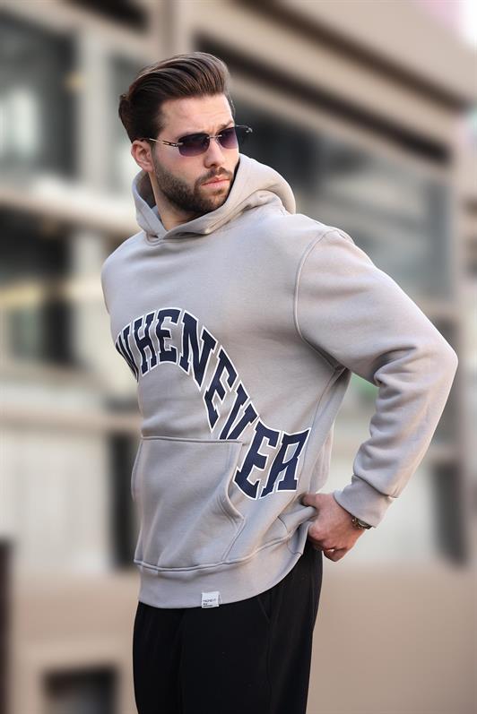 MDX Men's Hooded Sweatshirt with Printed Pocket Detail in Gray E7065 - Rainham