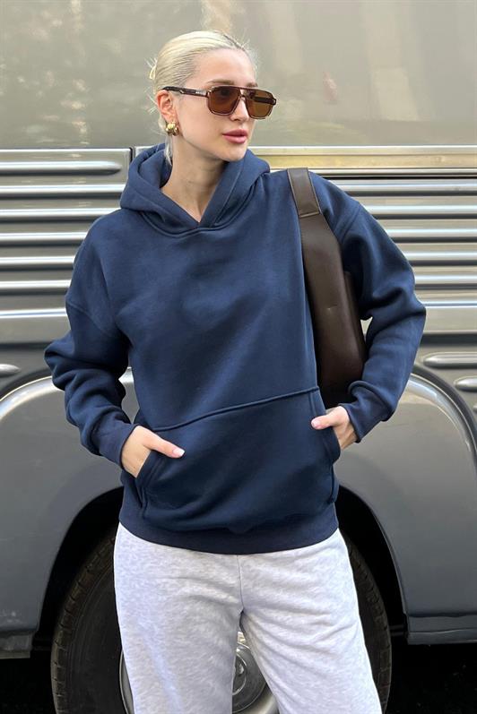 MDX Navy Blue Hooded Oversized Sweatshirt with Pockets MG2206 - Renton