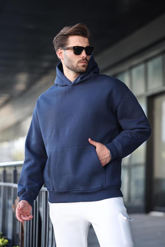 MDX Lacivert Kapüşonlu Kanguru Cep Erkek Sweatshirt E7169 - Sanford
