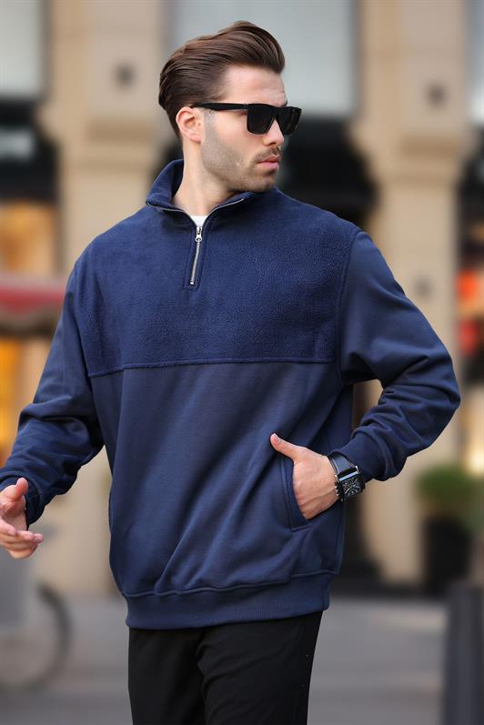 MDX Navy Blue High Neck Half Zip Polar Sweatshirt 7096 - Mainz