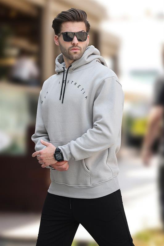 MDX Men's Sweatshirt with Hood, Pocket Detail, and Embroidery in Gray 7054 - Fort Myers