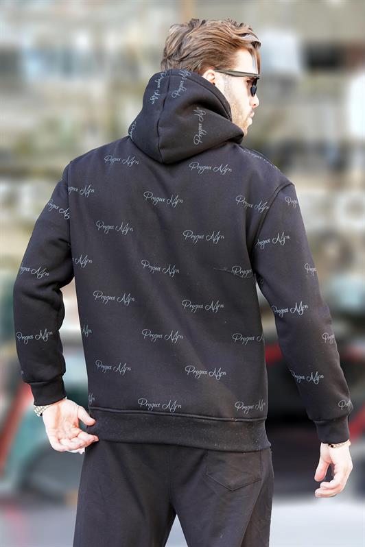 MDX Black Printed Hooded Pocket Detailed Men's Sweatshirt 7075 - Barnsley