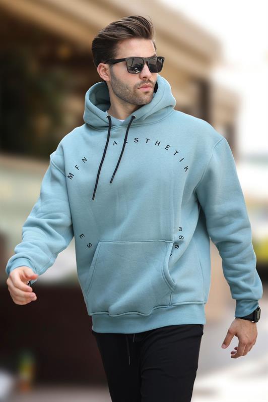 MDX Blue Hooded Men's Sweatshirt with Pocket Detail and Embroidery 7054 - Bensalem