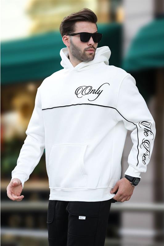 MDX Ecru Hooded Sweatshirt with Stripe Detail Print for Men 7091 - Darmstadt