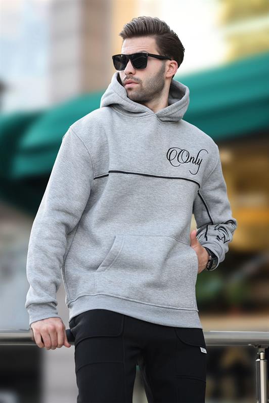 MDX Grimelanj Hooded Striped Detail Printed Men's Sweatshirt 7091 - Saint-Herblain