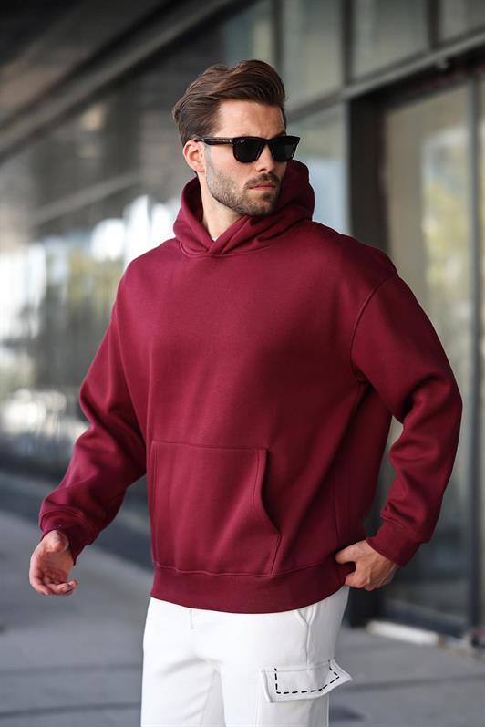 MDX Bordo Kapüşonlu Kanguru Cep Erkek Sweatshirt E7169 - Hoover