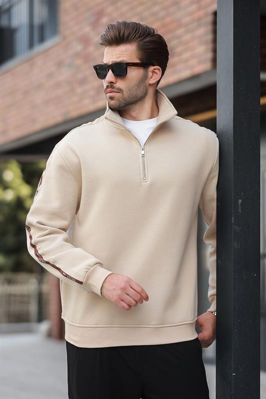 MDX Beige Half Zip Fisherman Collar Men's Sweatshirt E7164 - Etterbeek