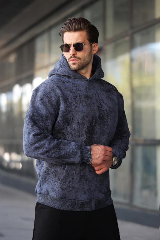 MDX Navy Patterned Hooded Men's Sweatshirt E7167 - Atascocita